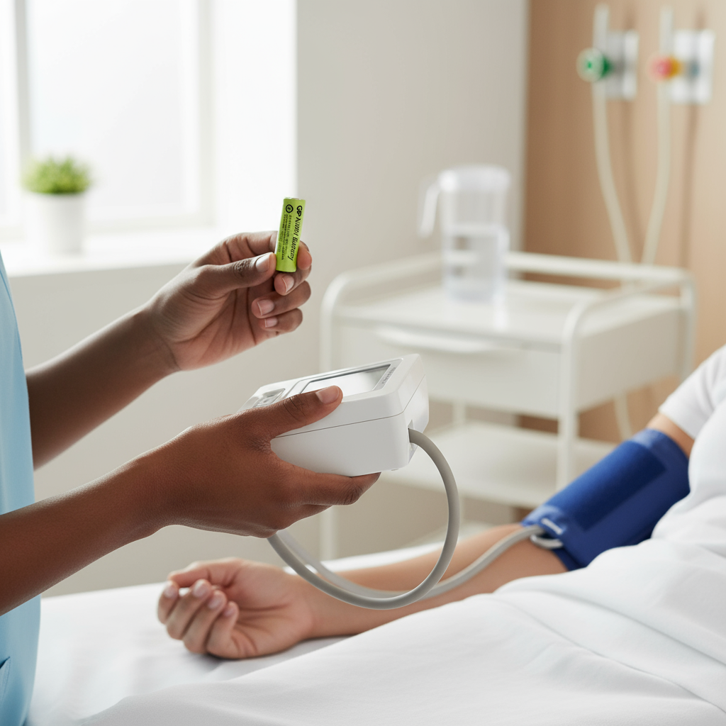 A NimH-cell in medical applications.